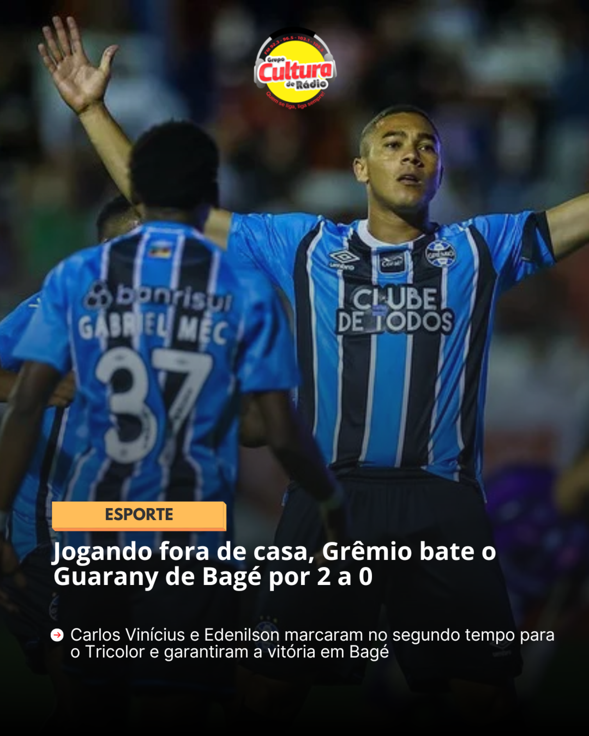 Jogando fora de casa, Grêmio bate o Guarany de Bagé por 2 a 0