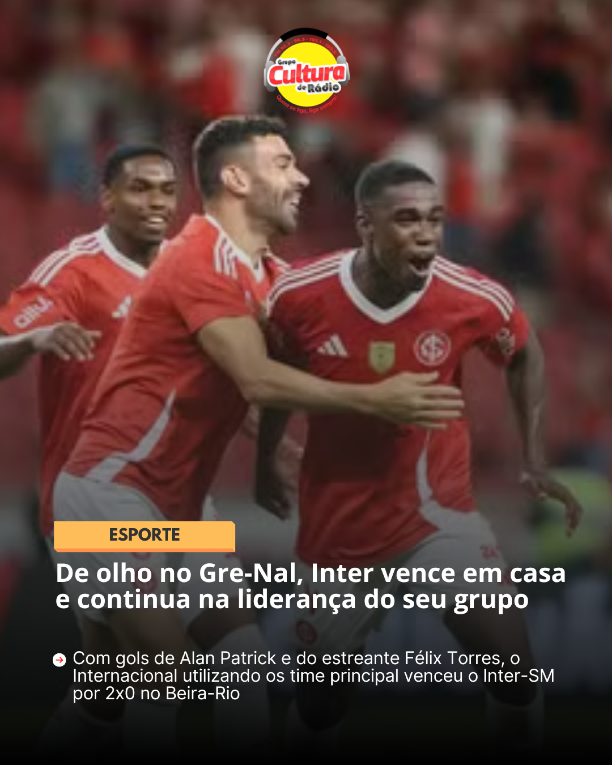 De olho no Gre-Nal, Inter vence em casa e continua na liderança do seu grupo